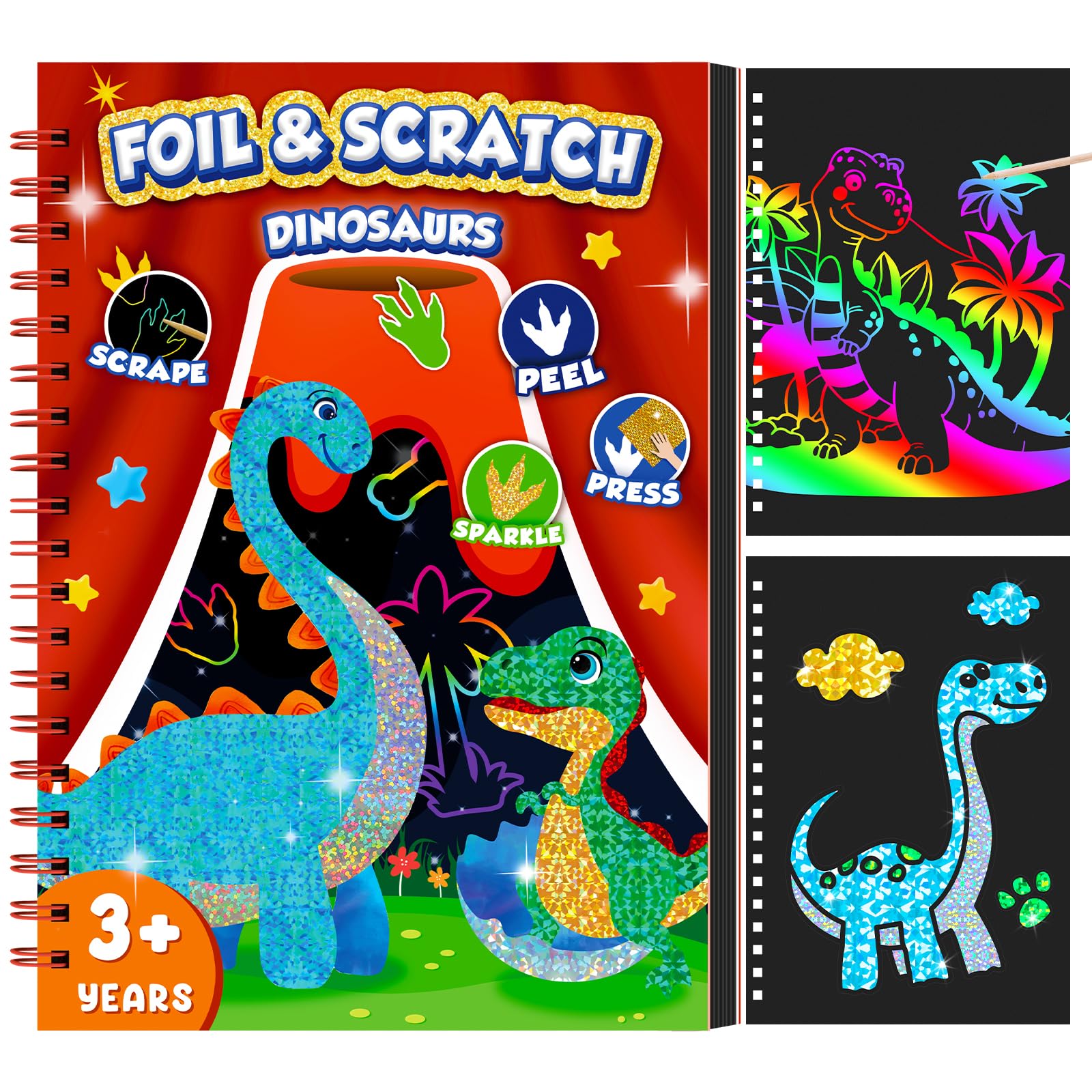 Art Craft Kits For Kids - Libro de arte para rascar dinosaurio