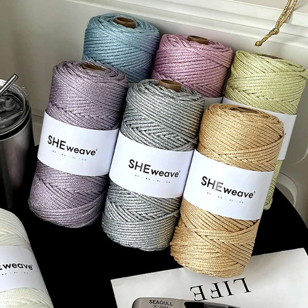 Macrame Cord Cotton - Cuerda trenzada de poliéster ligera dorada