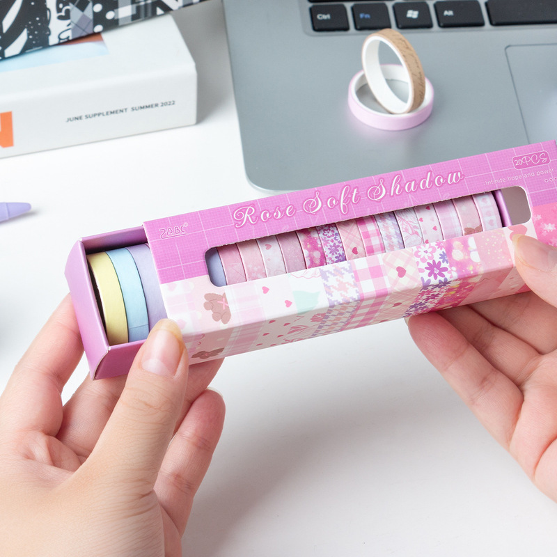 Washi Tape Rolls - 1 caja/20 rollos de cinta adhesiva