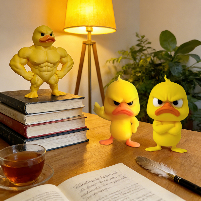 Art Craft Duck - Estatua de pato amarillo enojado con