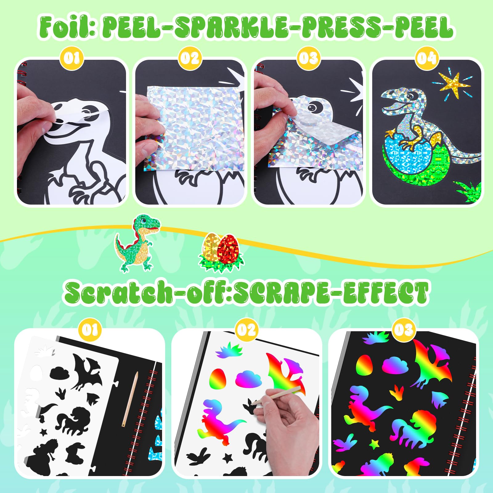 Libro de arte para rascar dino - Art Craft Kits For Kids reseña y precio