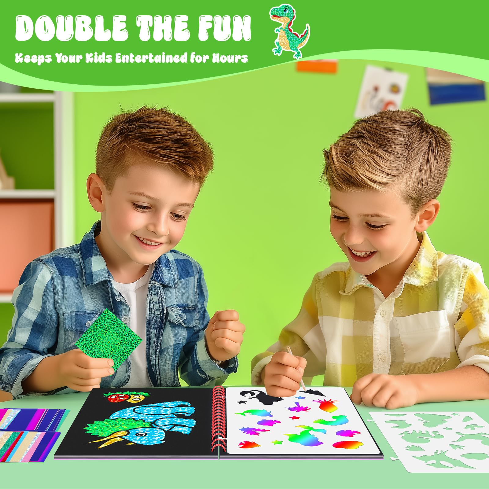 Libro de arte para rascar dino - Art Craft Kits For Kids reseña y precio